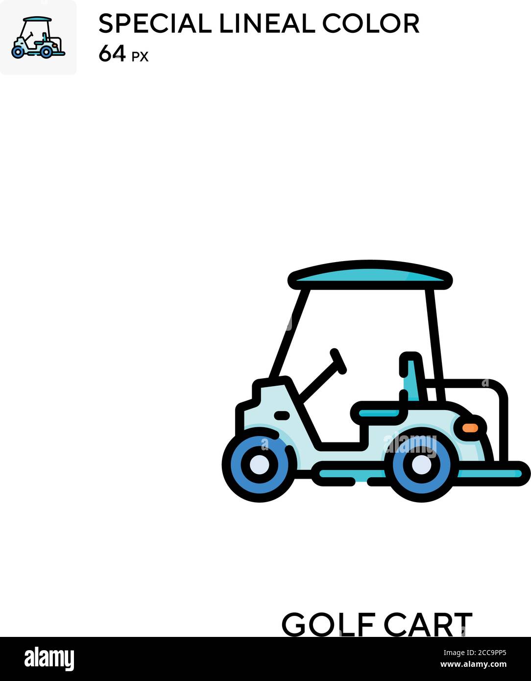 Golf cart Special lineal color vector icon. Illustration symbol design ...