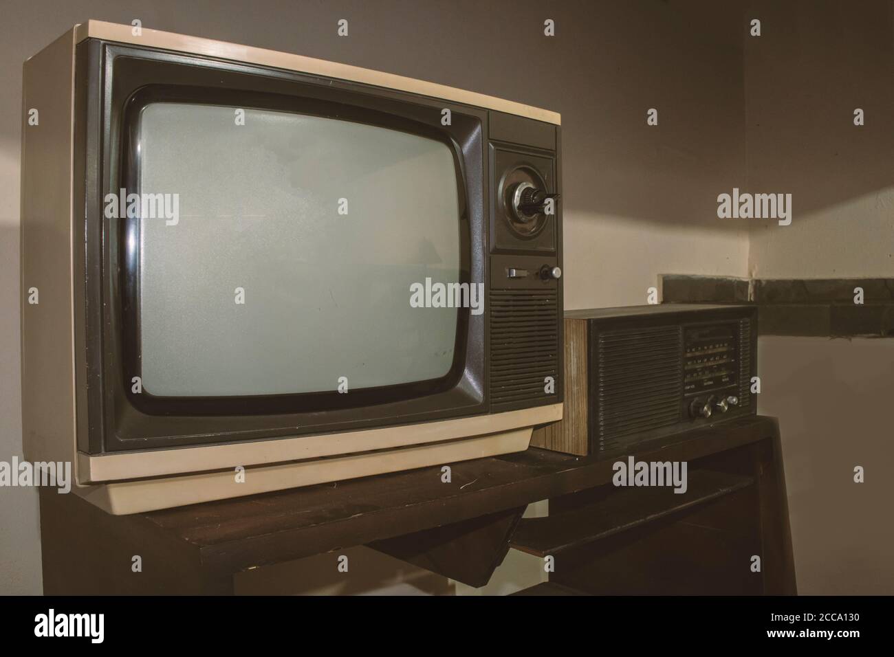 Old retro TV and Radio  concept image Stock Photo