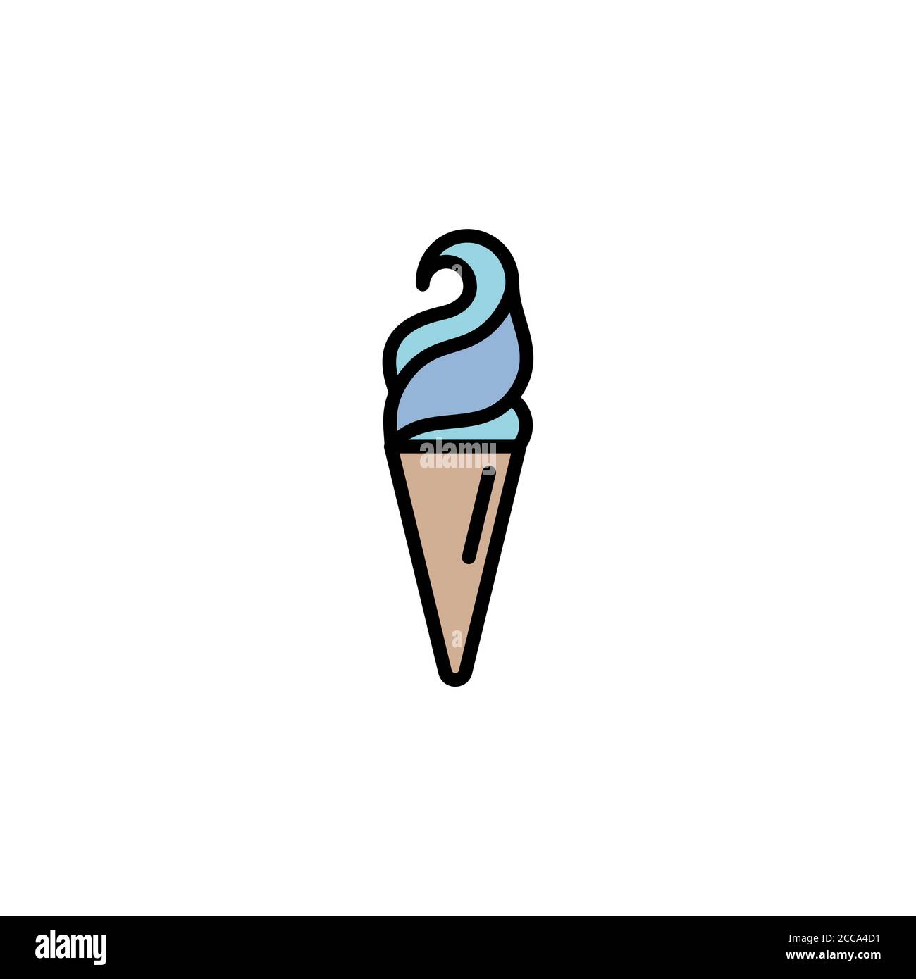 Ice Cream In Waffle Cone Color Icon Thin Line Linear Outline Simple Sign Logo Stock Vector Image Art Alamy