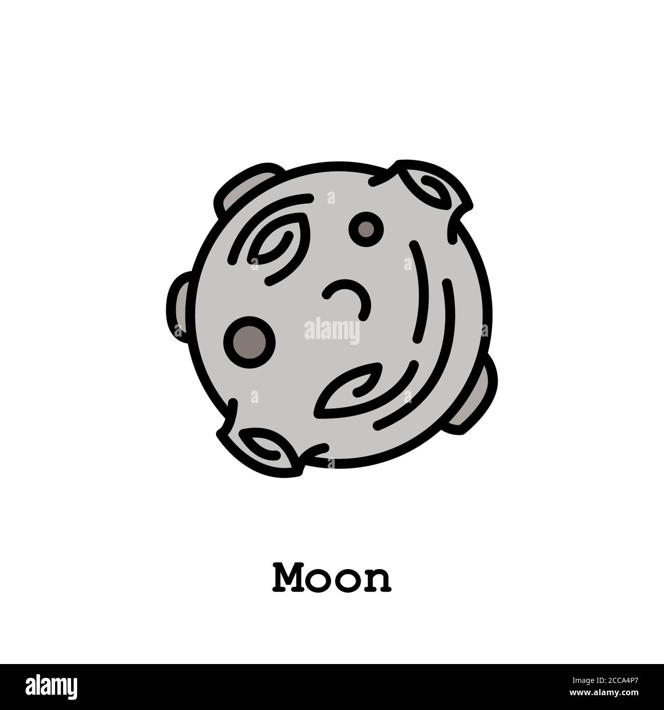Moon astronomical body color icon thin line, linear, outline vector. Moon astronomical body simple sign, logo Stock Vector