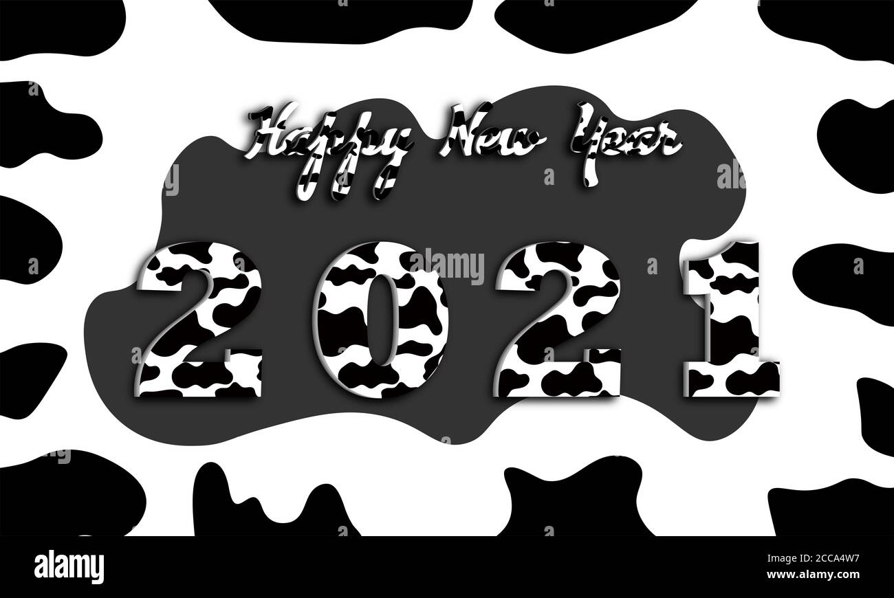 Download Text 3d 2021 Happy New Year Template With Cow Color Pattern Illustration Stock Photo Alamy
