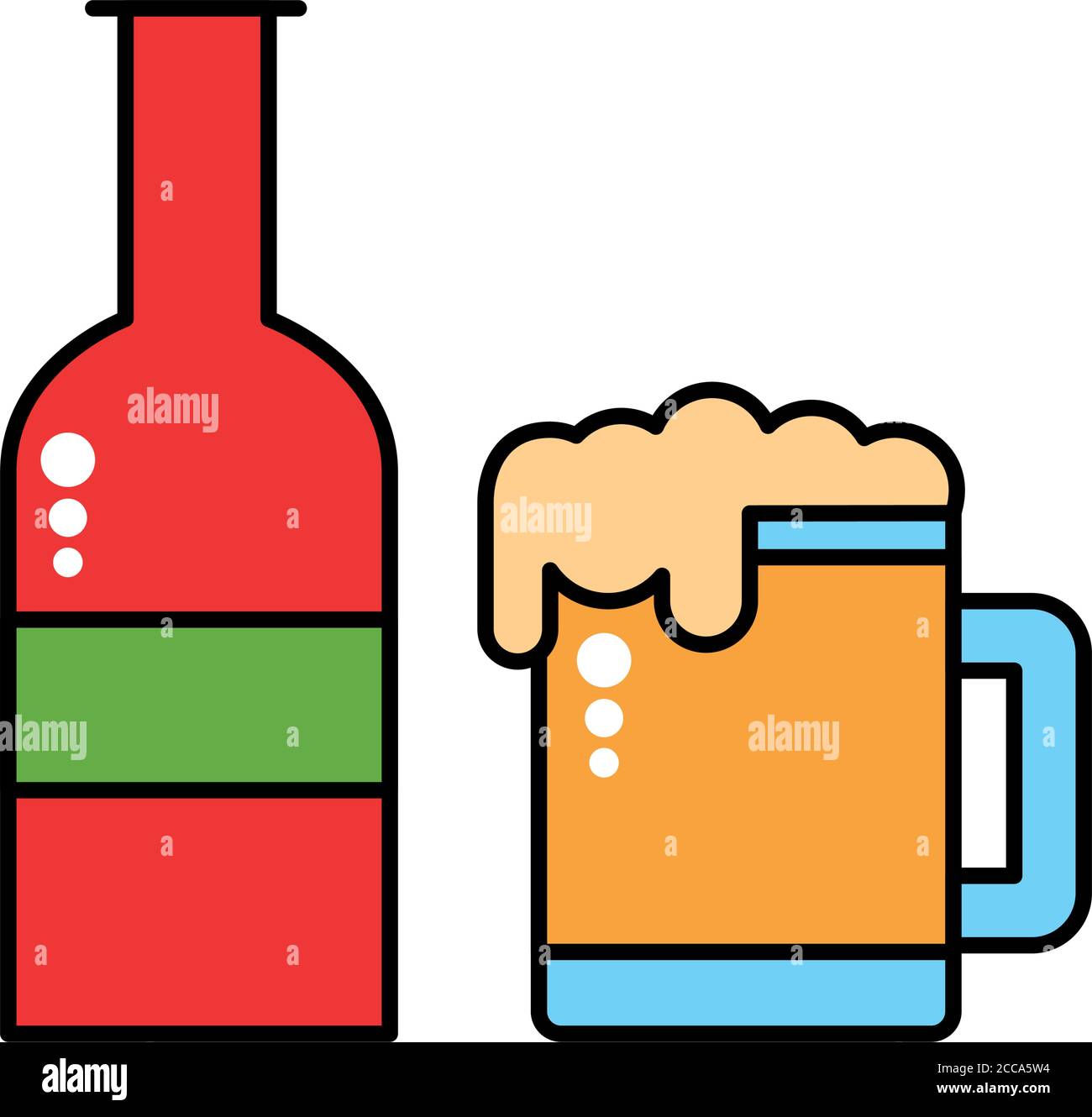 beer jar with bottle oktoberfest line and fill icon vector illustration ...