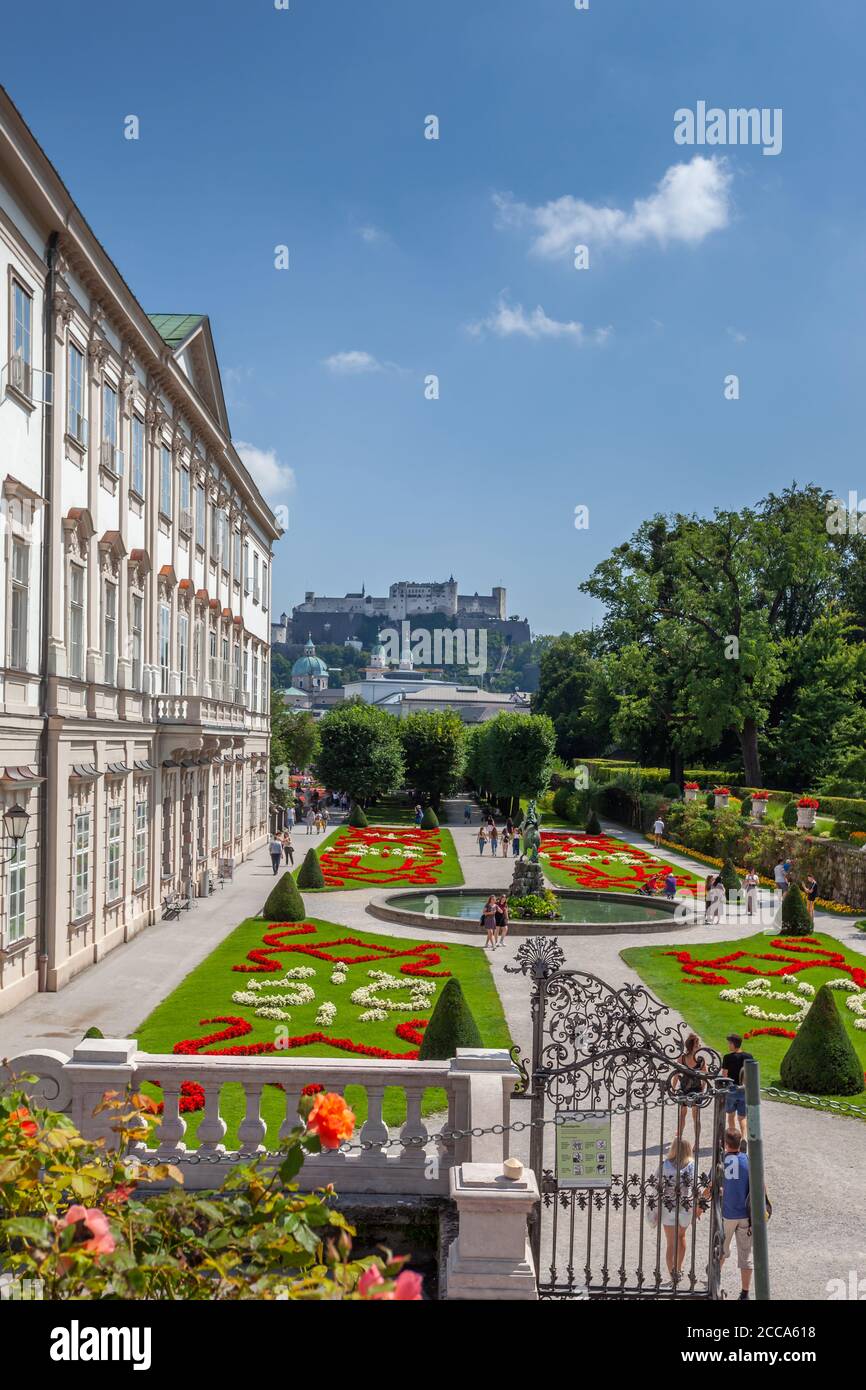 A View Of The Mirabell Gardens And Hohensalzburg Fortress In Summer 
