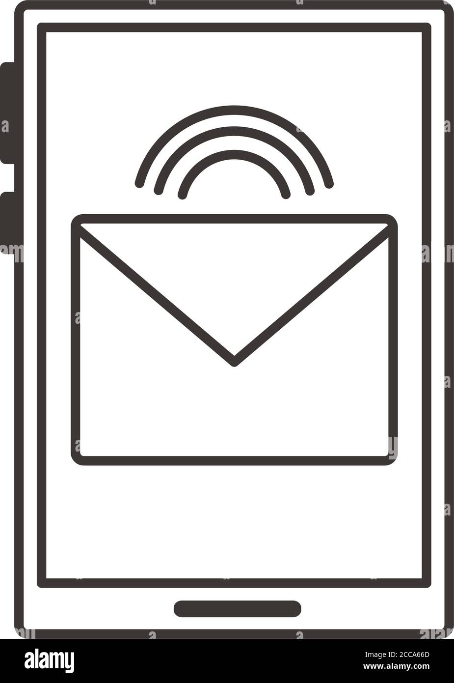 smartphone device with envelope email line style icon vector ...