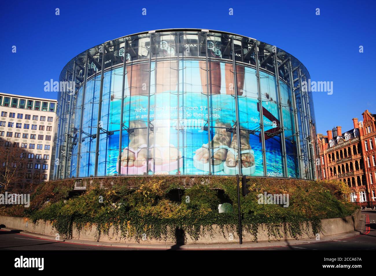 London, UK, January 14, 2012 : The London Imax cinema theatre modern architecture building in Waterloo which is a popular travel destination tourist a Stock Photo