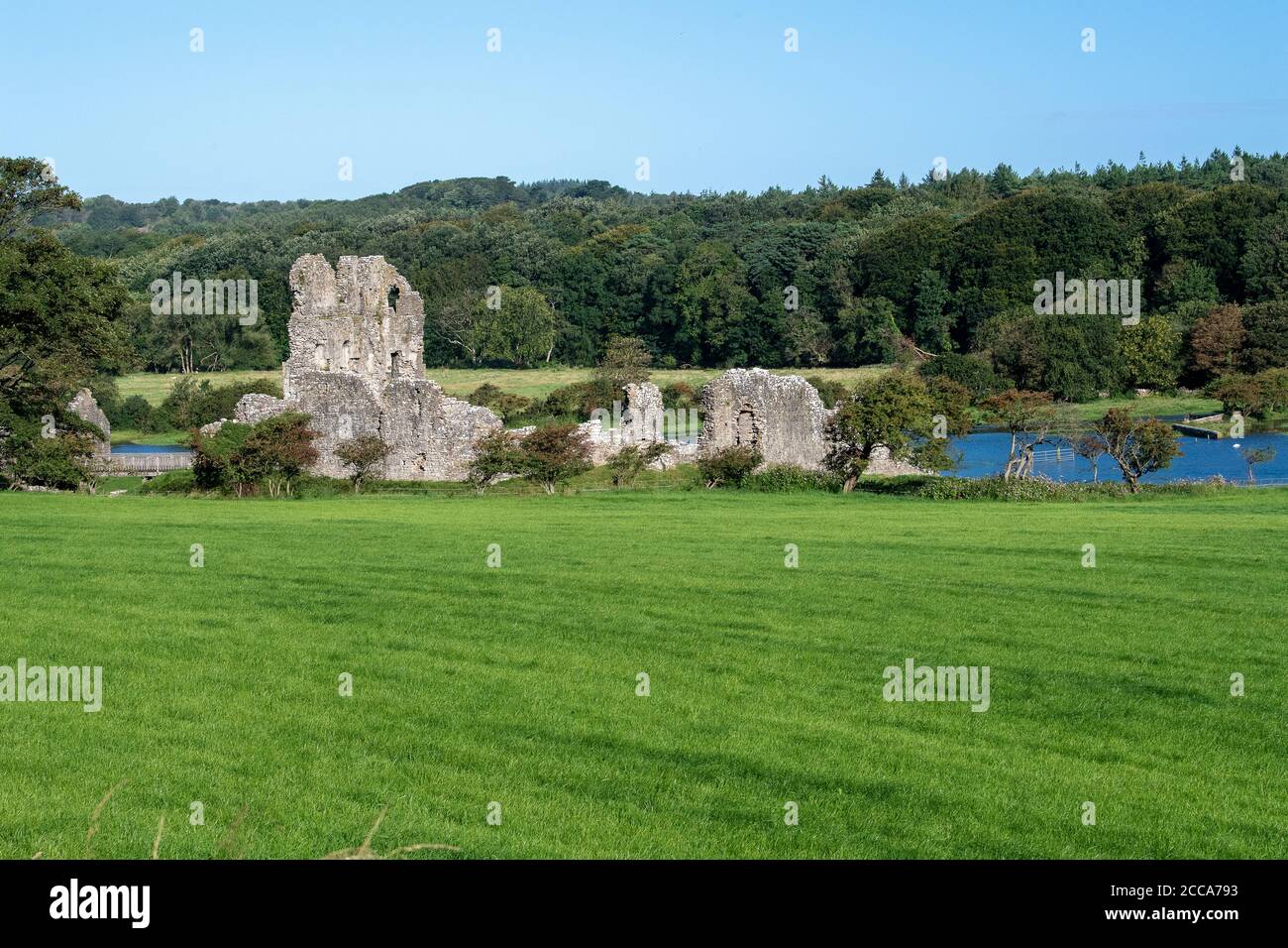 Ogmore Castle is a Grade I listed castle located near the village of Ogmore-by-Sea, in the Vale of Glamorgan South Wales. Stock Photo