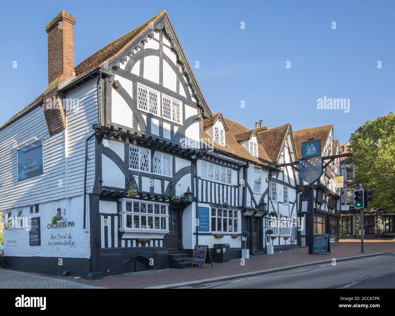 chequers pub in the town of tonbridge on the river medway in kent Stock