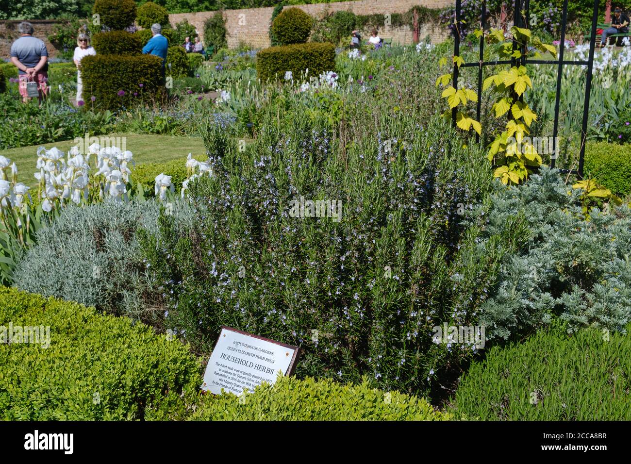 Household herb garden, one of four herb beds planted in 1977 for Queens Silver Jubilee, remodelled in 2016 for 90th birthday of Queen Elizabeth ll. Stock Photo