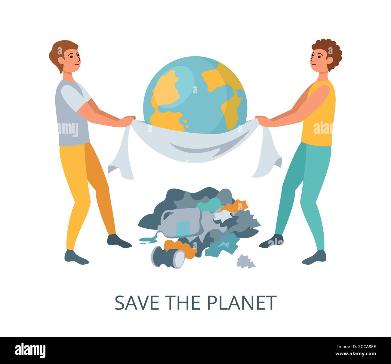 Save the Planet concept, flat design vector illustration close-up Stock Vector