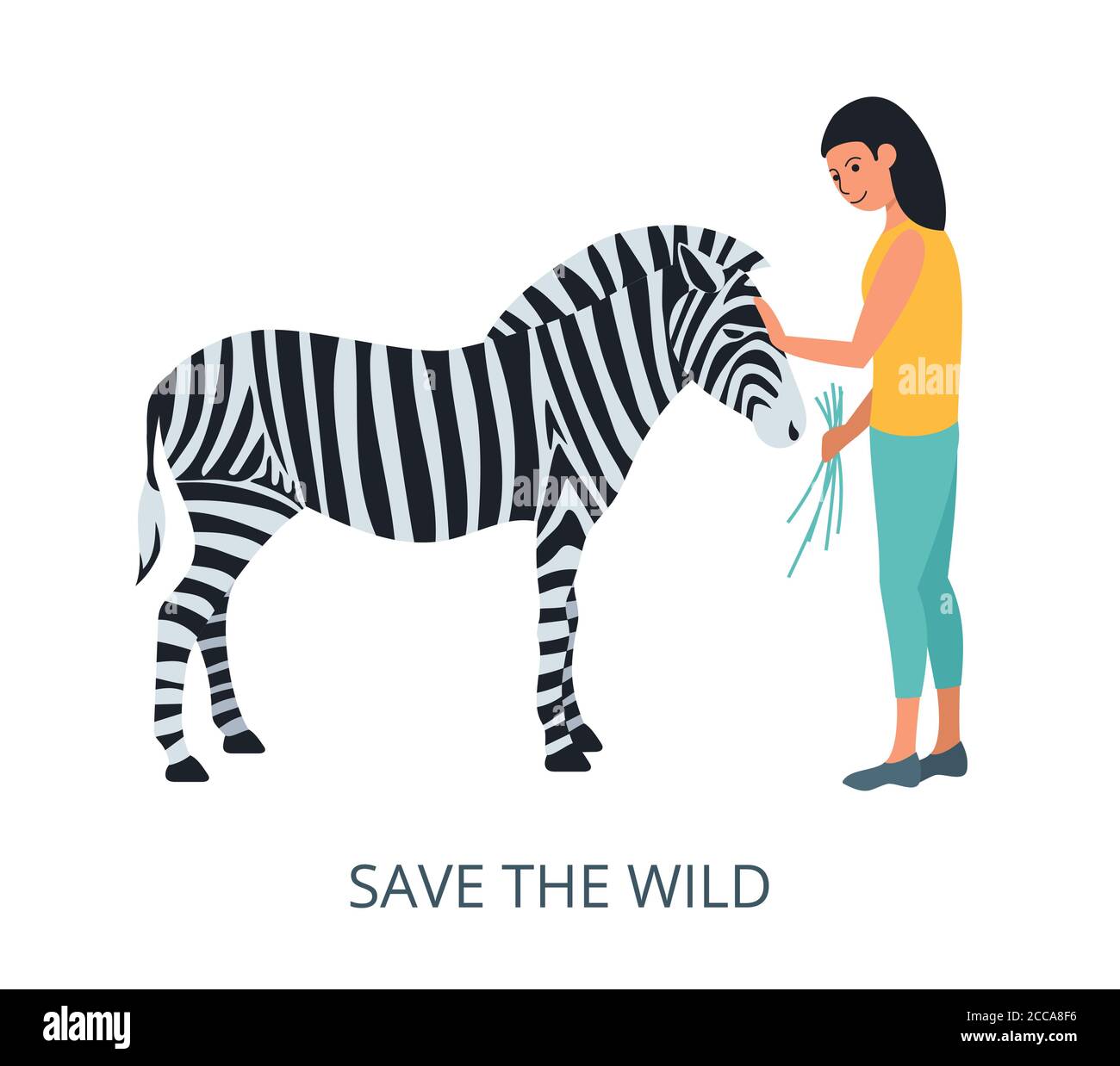 Save the Wild concept, flat design vector illustration close-up Stock Vector