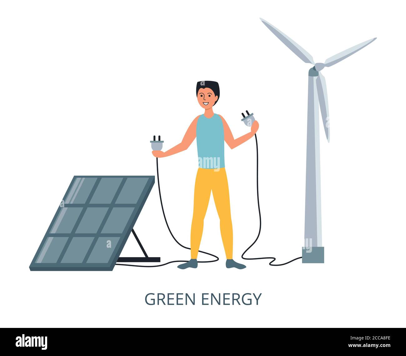 Green Energy concept, flat design vector illustration close-up Stock Vector
