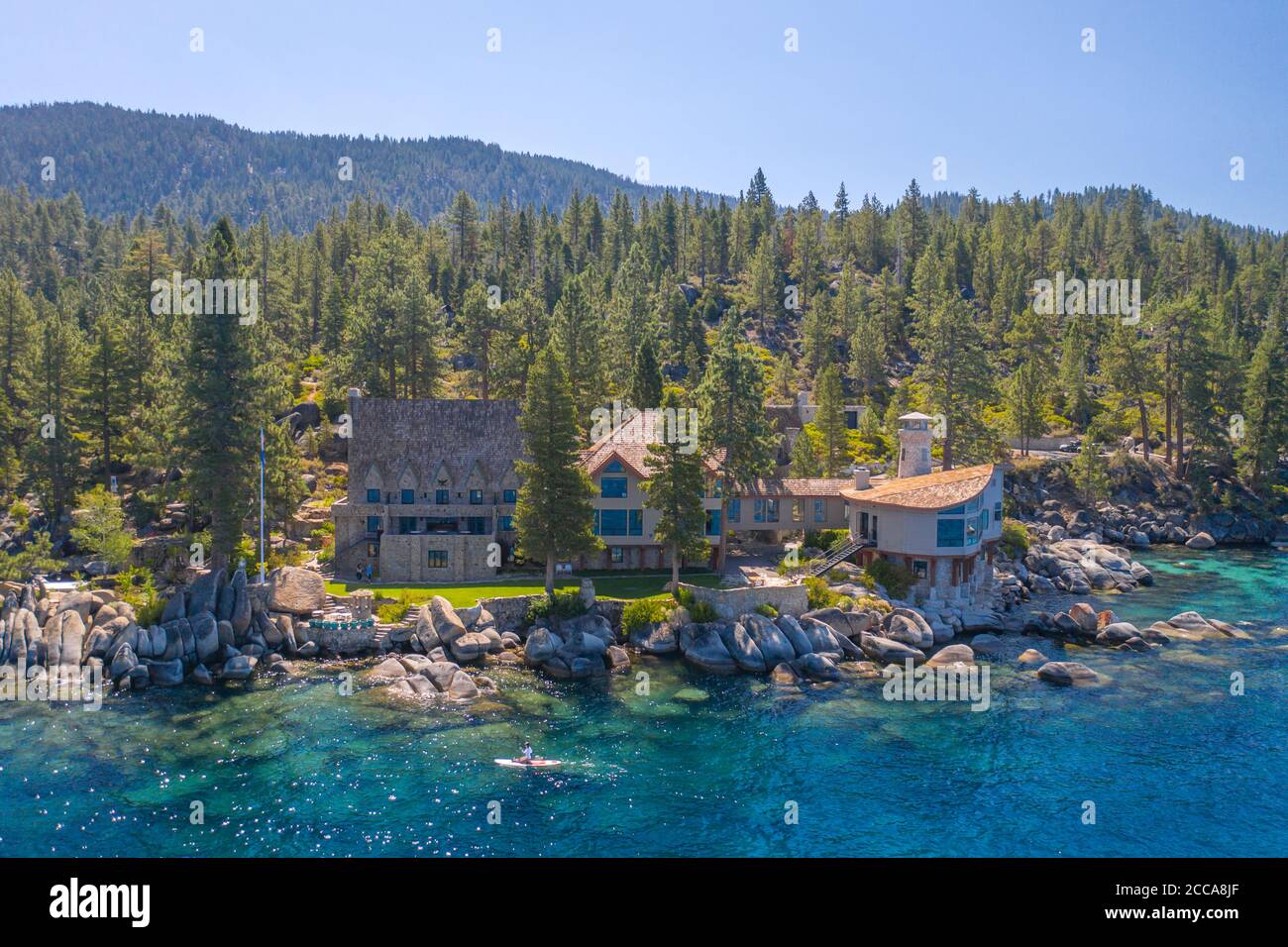 INCLINE VILLAGE, NEVADA, UNITED STATES - Aug 07, 2020: The historic cottage and events venue at Thunderbird Lodge inside Lake Tahoe - Nevada State Par Stock Photo