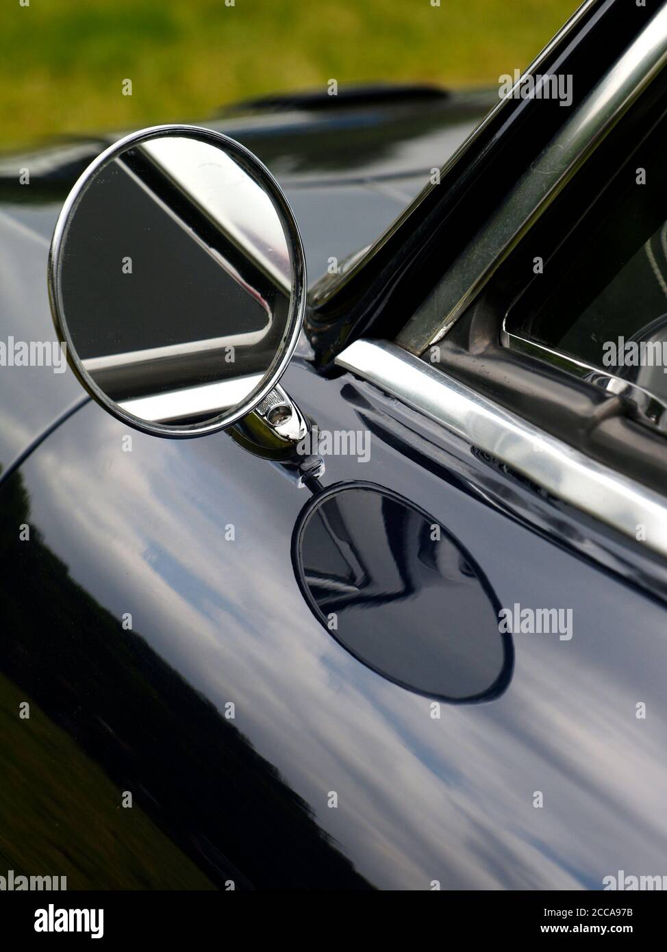 rearview mirror on a vintage car Stock Photo Alamy
