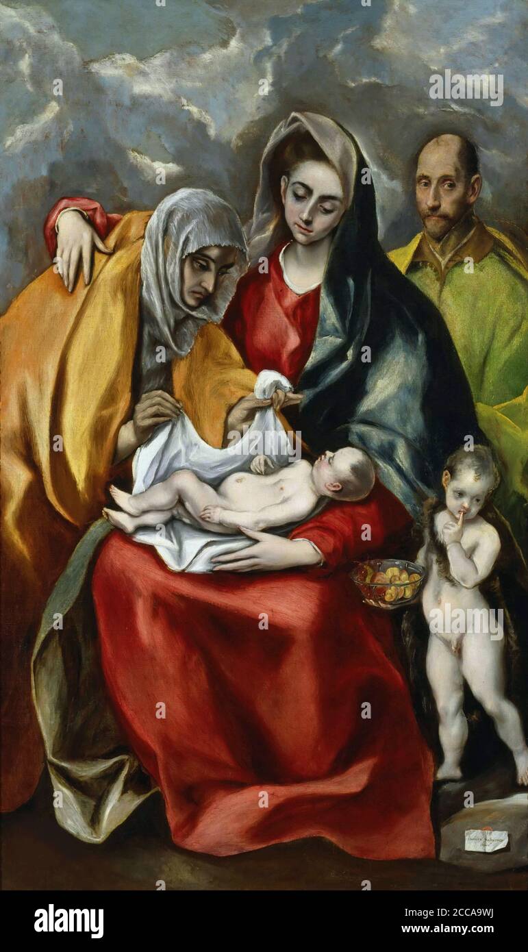 The Holy Family with the young John the Baptist. Museum: Museo de Santa Cruz, Toledo. Author: EL GRECO. Stock Photo