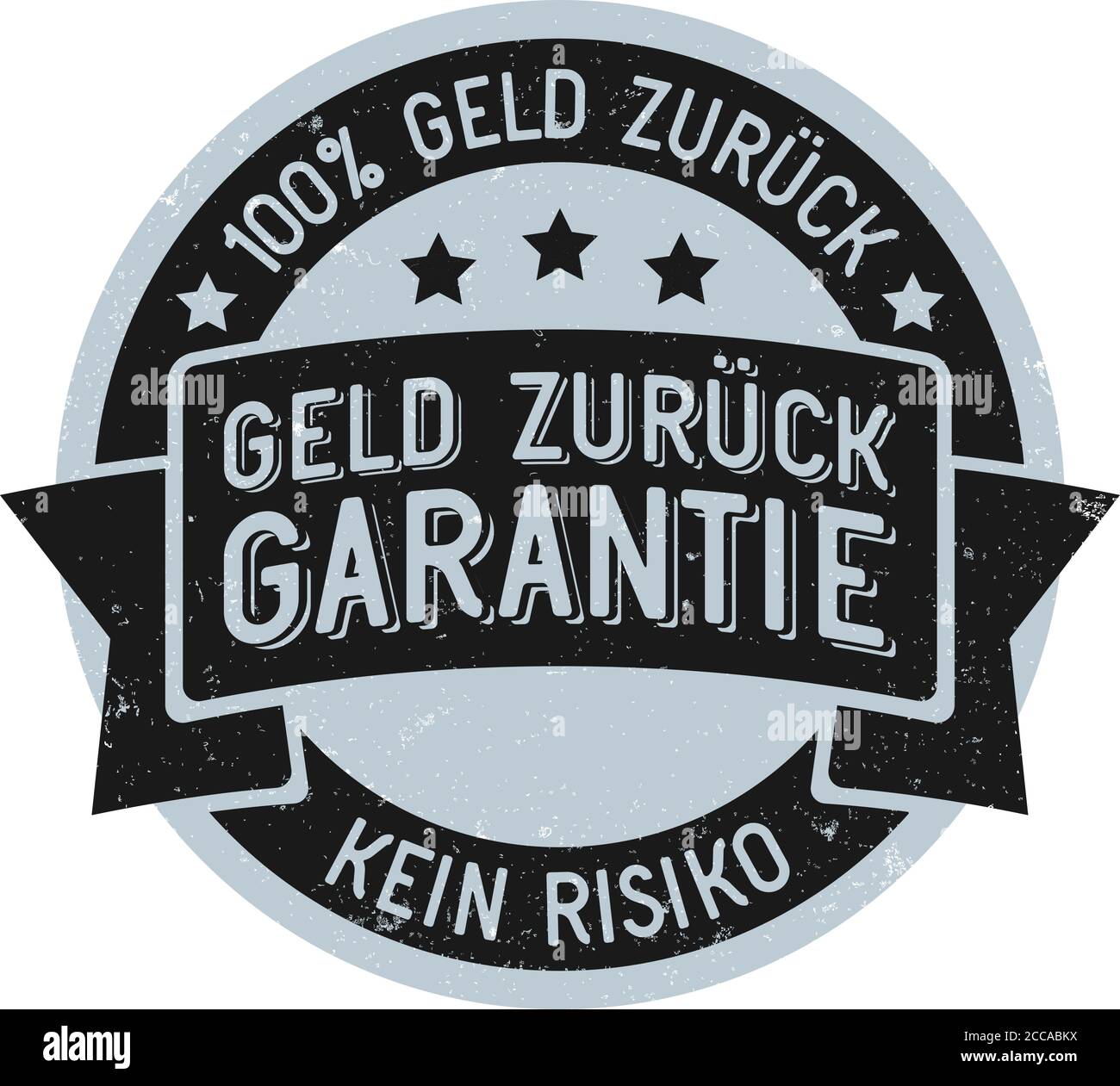 vintage style grungy 100 percent no risk money back guarantee stamp or sticker in German language vector illustration Stock Vector