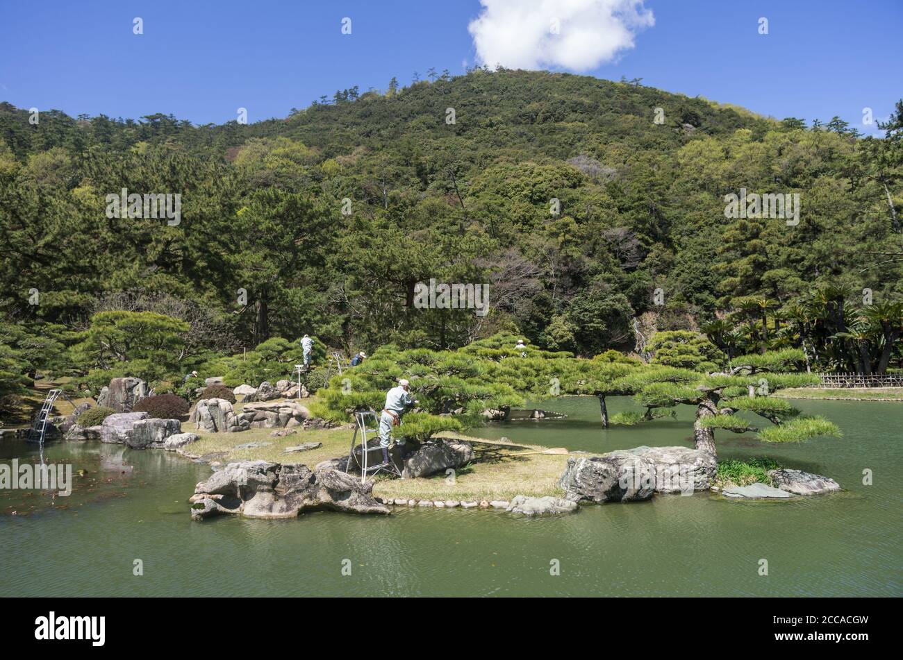 Impressions from spring in the famous Japanese Landscape Garden Ritsurin in Takamatsu City, Shikoku, Japan Stock Photo