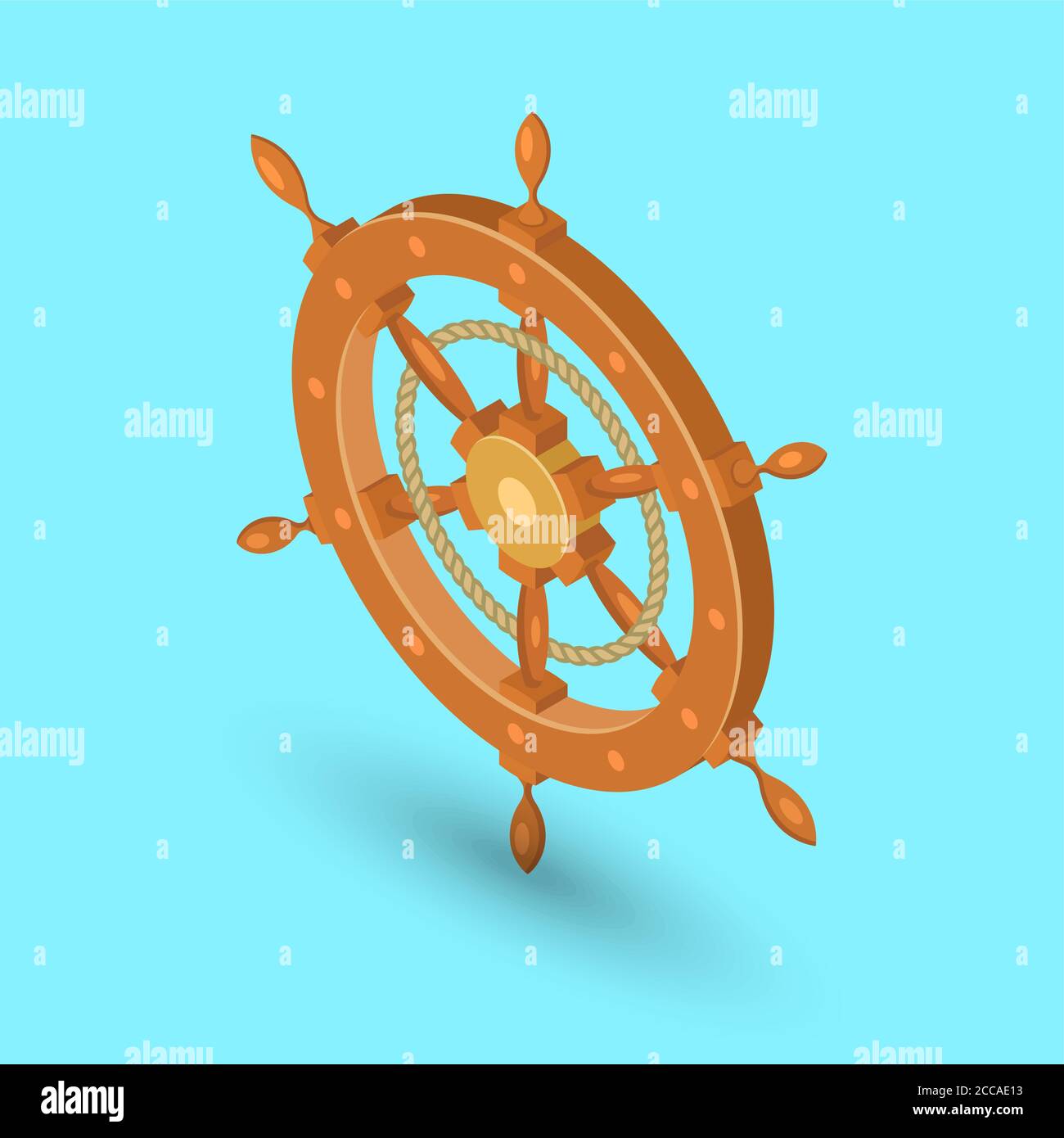 Sea steering wheel. A ship steering wheel on the isolated background