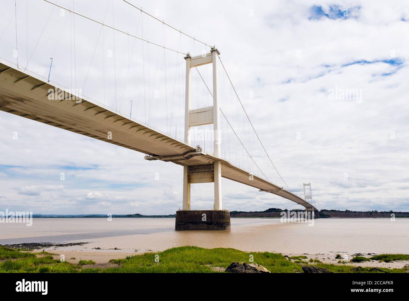 Span of old Severn Bridge carrying the M48 motorway across Severn River