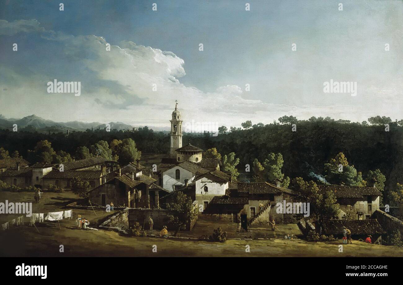View of Gazzada. Museum: Pinacoteca di Brera, Milan. Author: BERNARDO BELLOTTO. Stock Photo