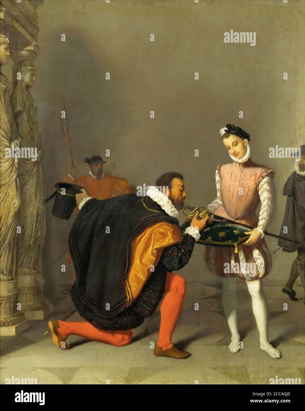 Don Pedro of Toledo Kissing Henry IV's Sword. Museum: Musée des beaux-arts de Pau. Author: JEAN AUGUSTE DOMINIQUE INGRES. Stock Photo