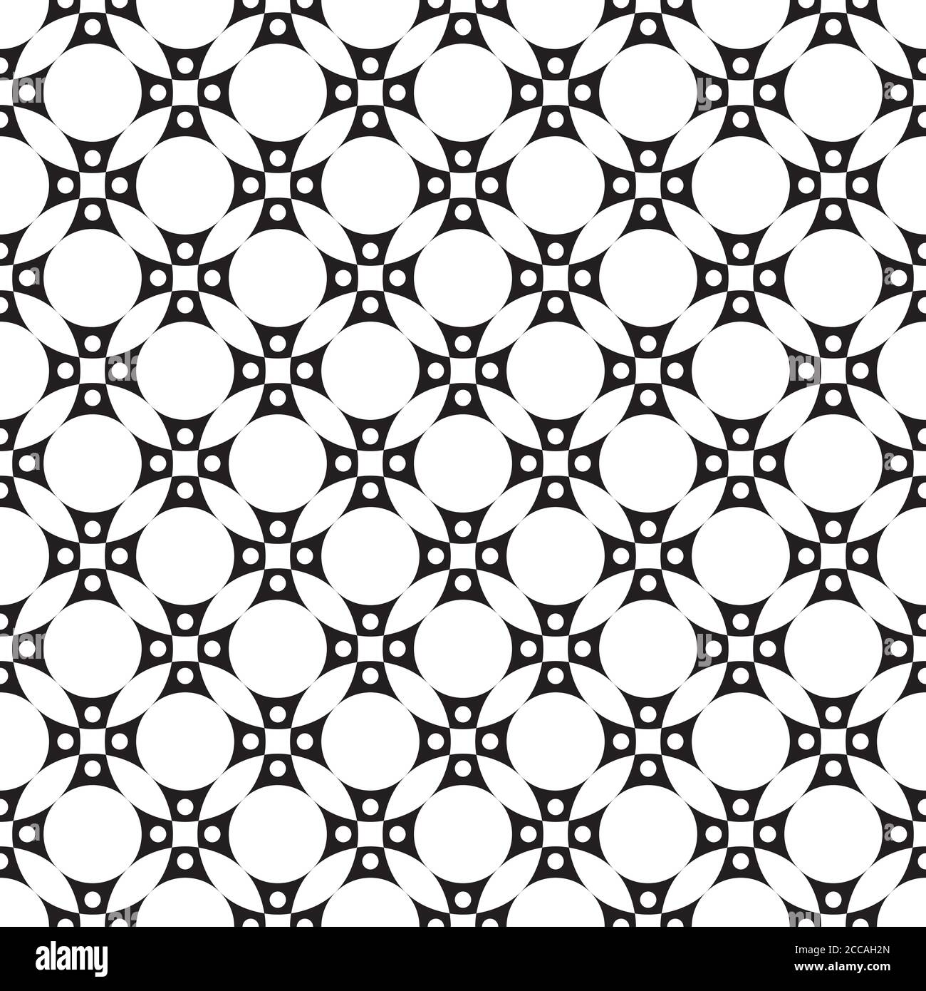 Seamless pattern. Repeating modern geometrical texture consisting of circles, dots, rhombuses. Vector element of graphical design Stock Vector