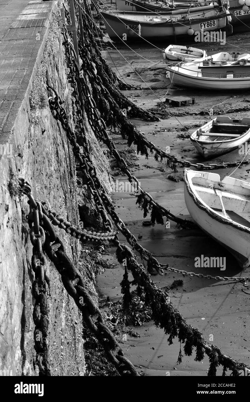 Mevagissey Harbour at low tide, Cornwall Stock Photo