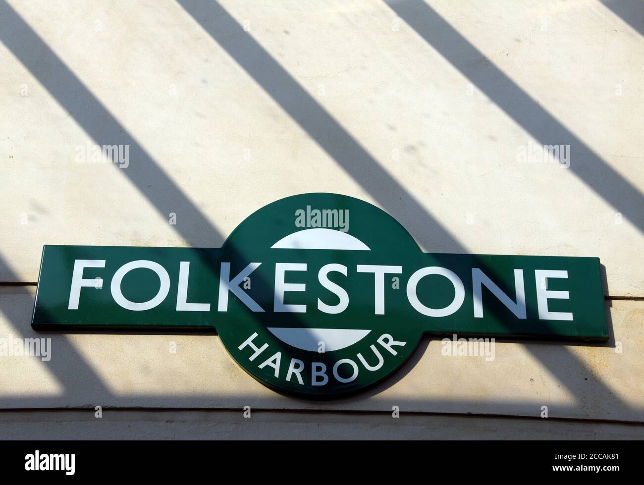 Folkestone  platform sign Folkestone Harbour rail station Kent England Stock Photo