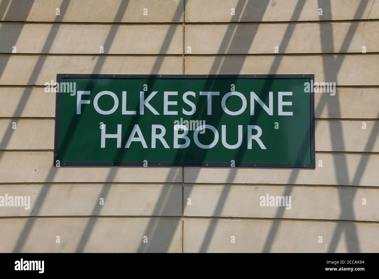Folkestone  platform sign Folkestone Harbour rail station Kent England Stock Photo