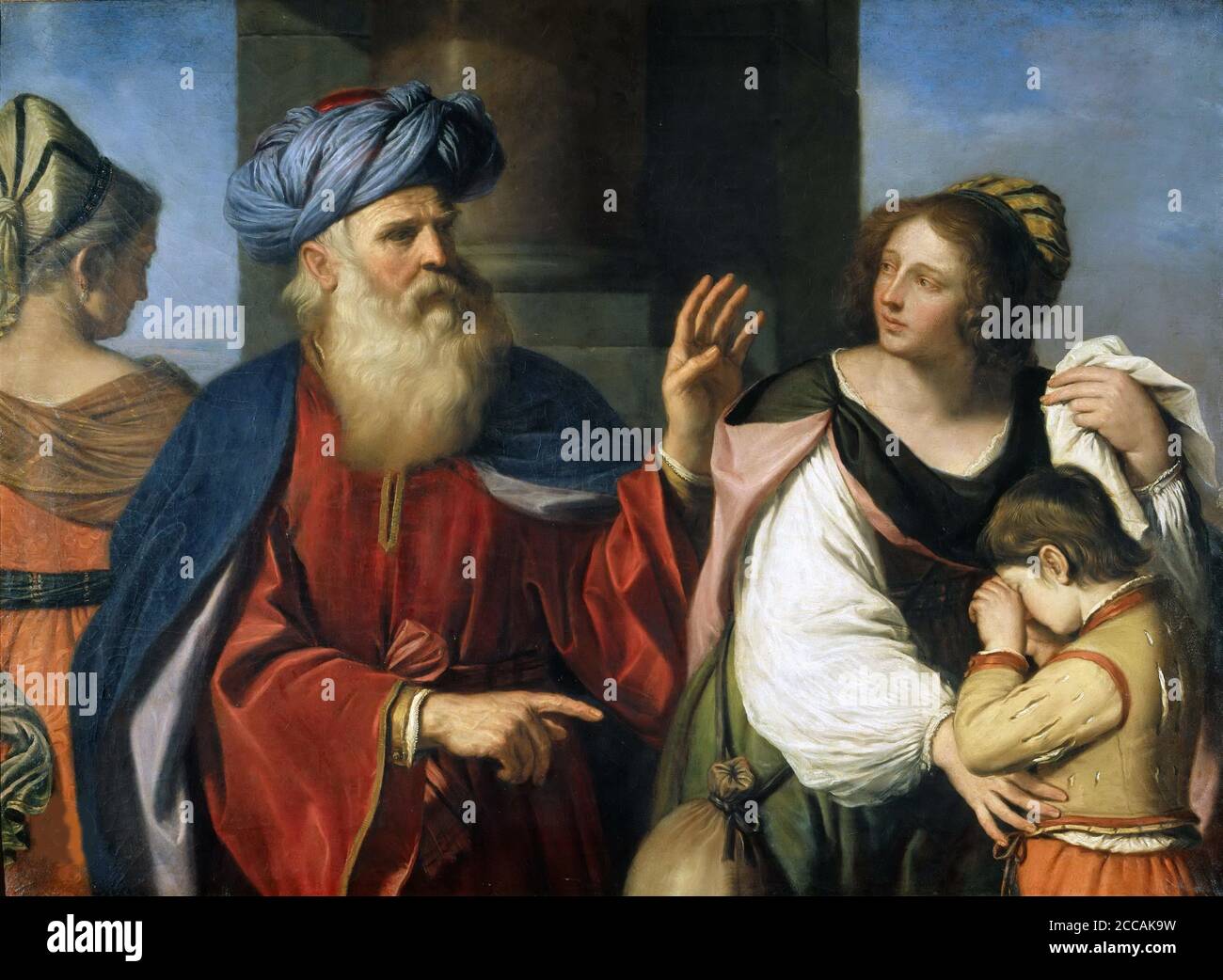 Abraham Casting out Hagar and Ishmael. Museum: Pinacoteca di Brera, Milan. Author: GUERCINO. Stock Photo