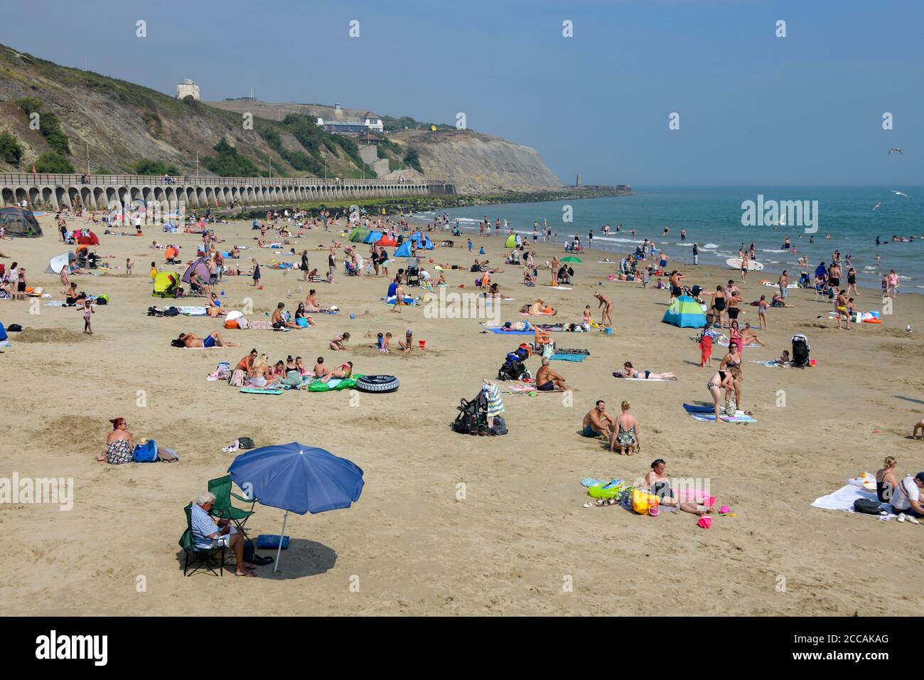 People Folkestone Beach Kent England Stock Photo