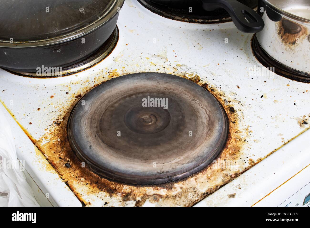 Dirty electric stove close up, house cleaning Stock Photo Alamy
