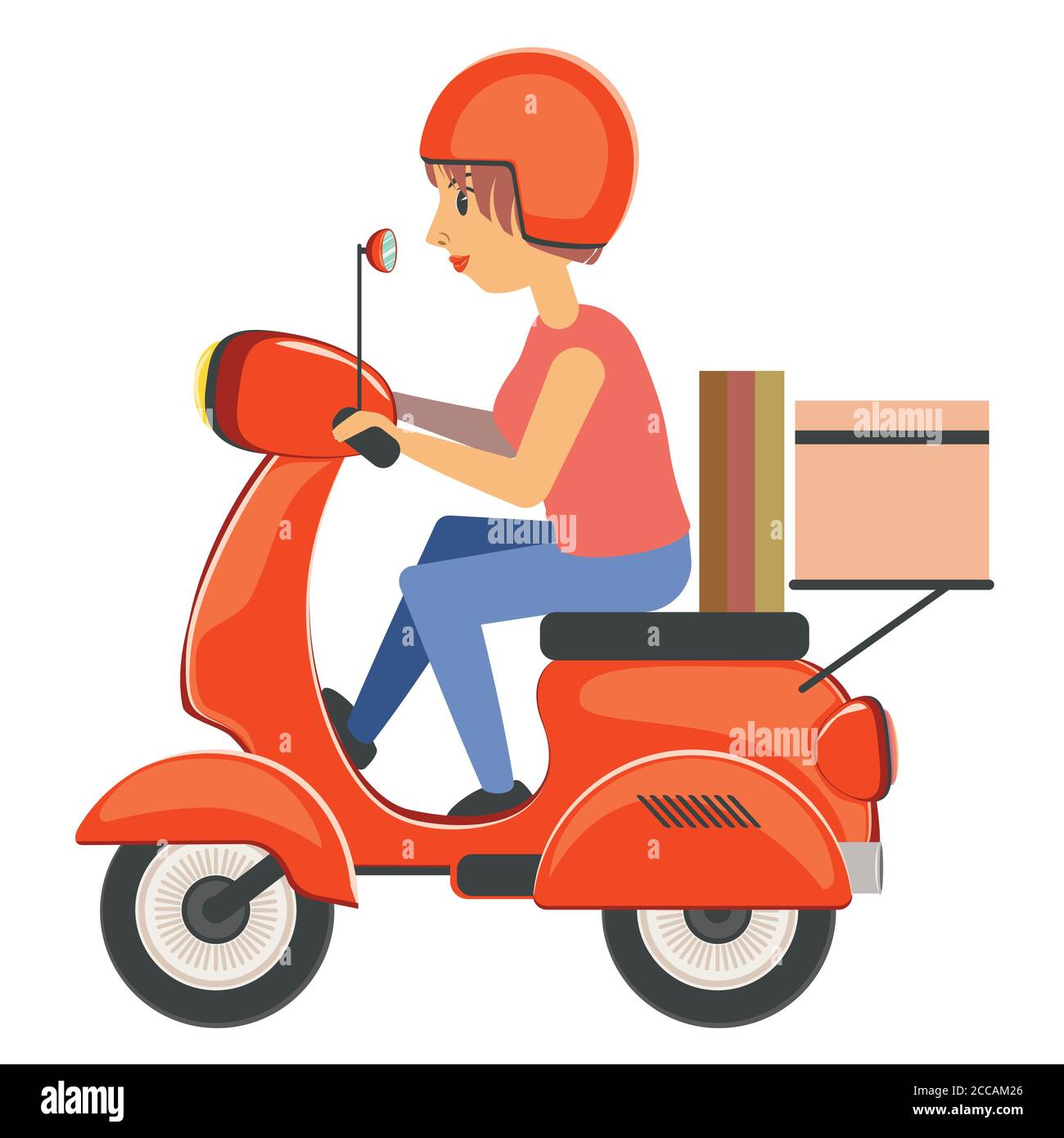 Abstract cartoon girl riding scooter, motorbike illustration on white  background Stock Vector Image & Art - Alamy