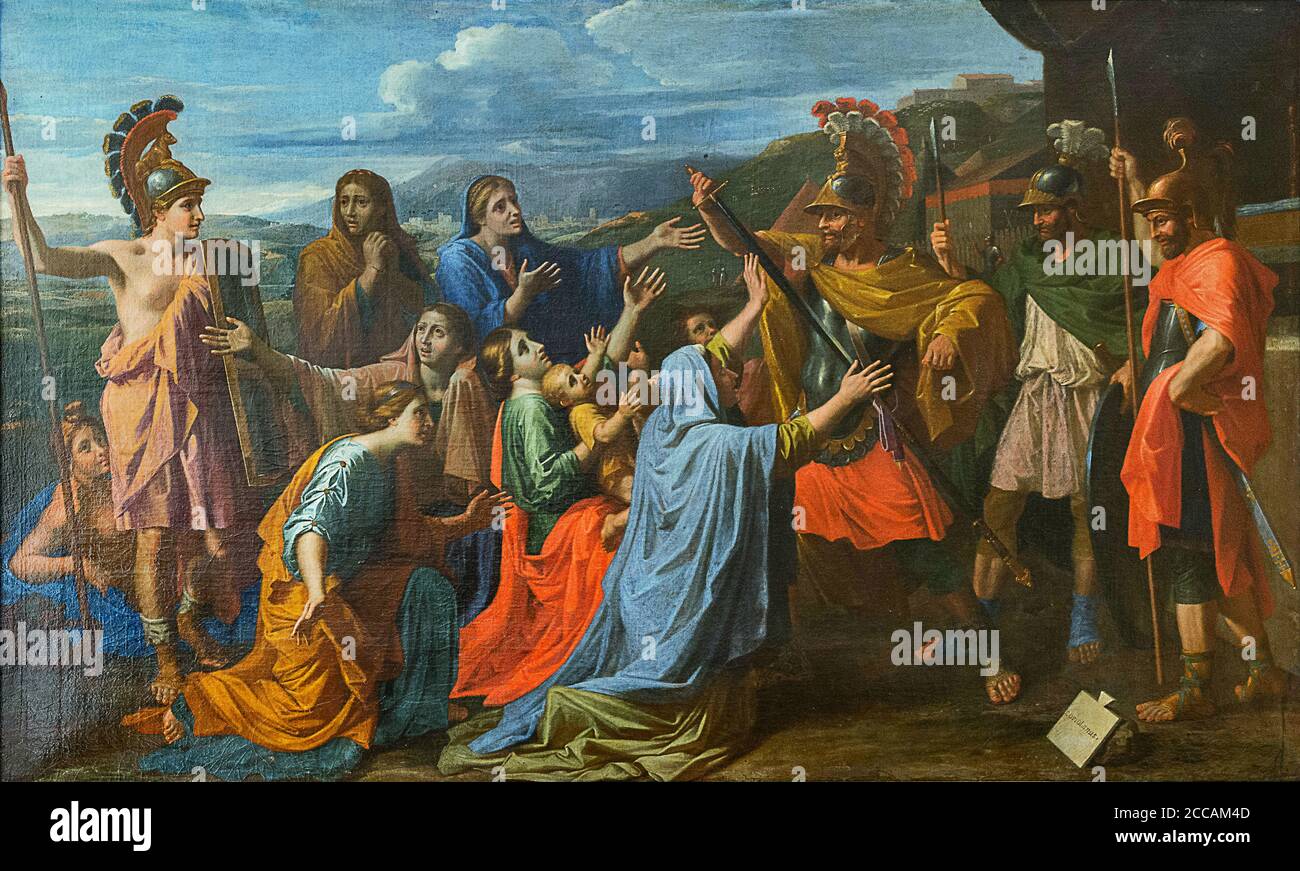 Coriolanus persuaded by his Family to spare Rome (Veturia at the Feet of  Coriolanus). Museum: Musée Nicolas Poussin, Les Andelys Stock Photo - Alamy