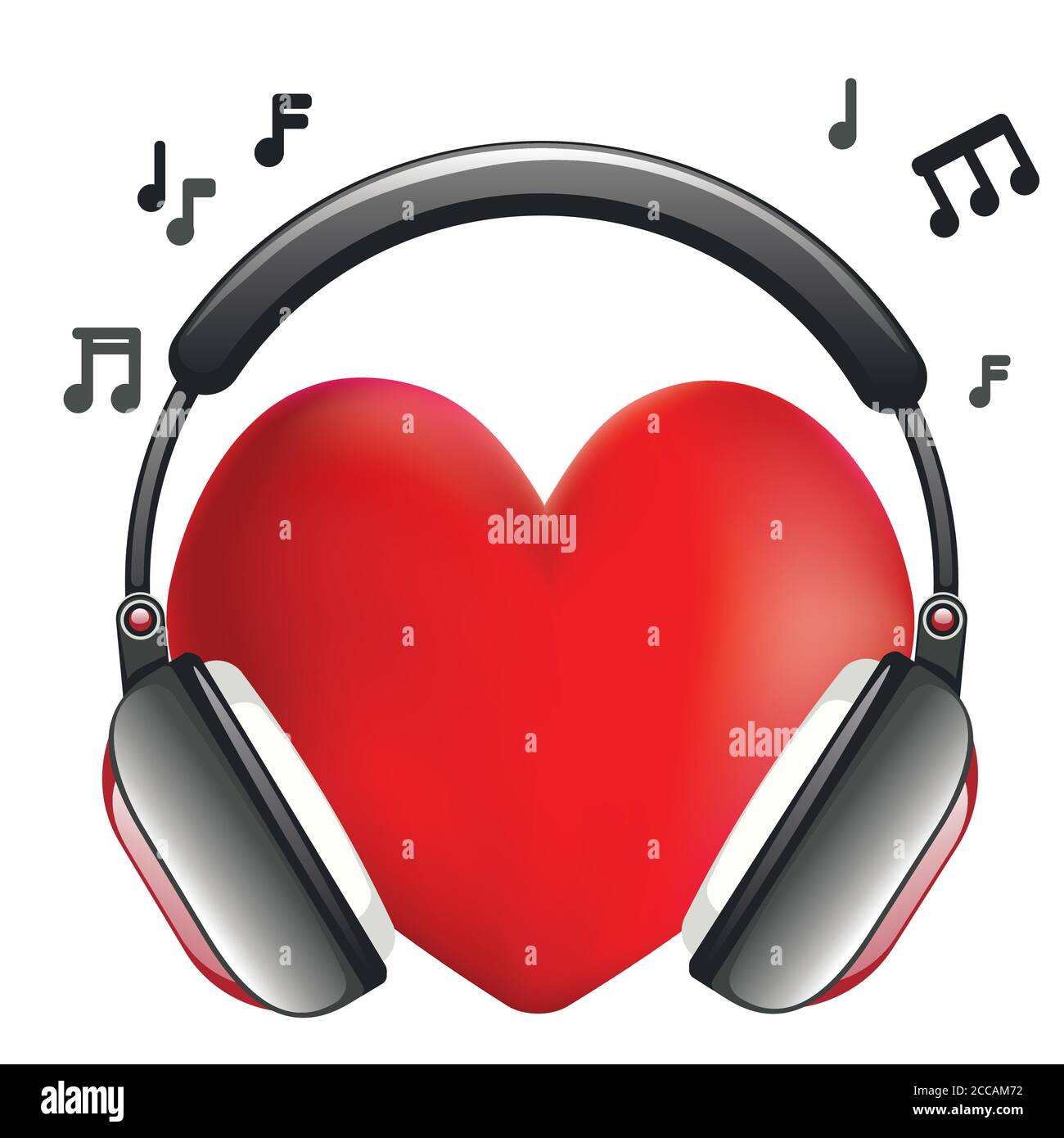 Red Headset Heart Rythm Design Bright red heart with big headphones design Stock Vector Image & Art ...