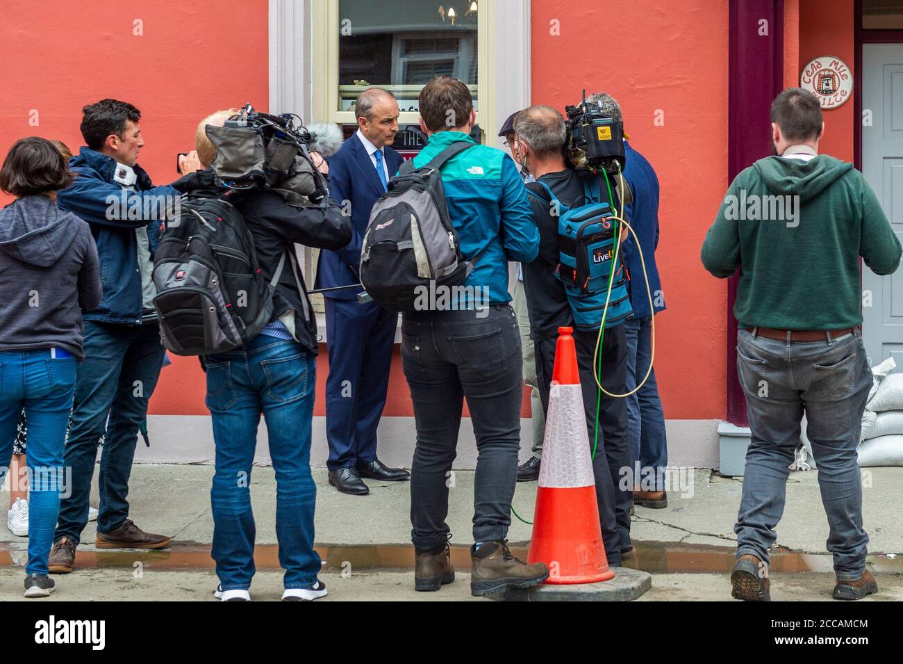 Skibbereen, West Cork, Ireland. 20th Aug, 2020. An Taoiseach Micháel Martin visited the victims of last night's floods in Skibbereen. Credit: AG News/Alamy Live News Stock Photo