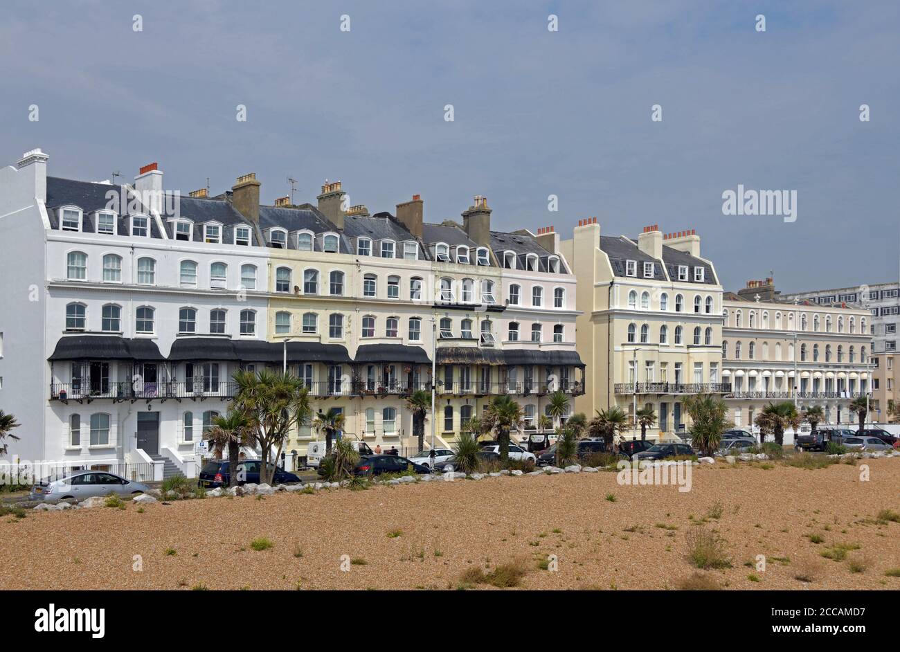 Elegant 19th century seafront terraced houses Folkestone Kent England Stock Photo