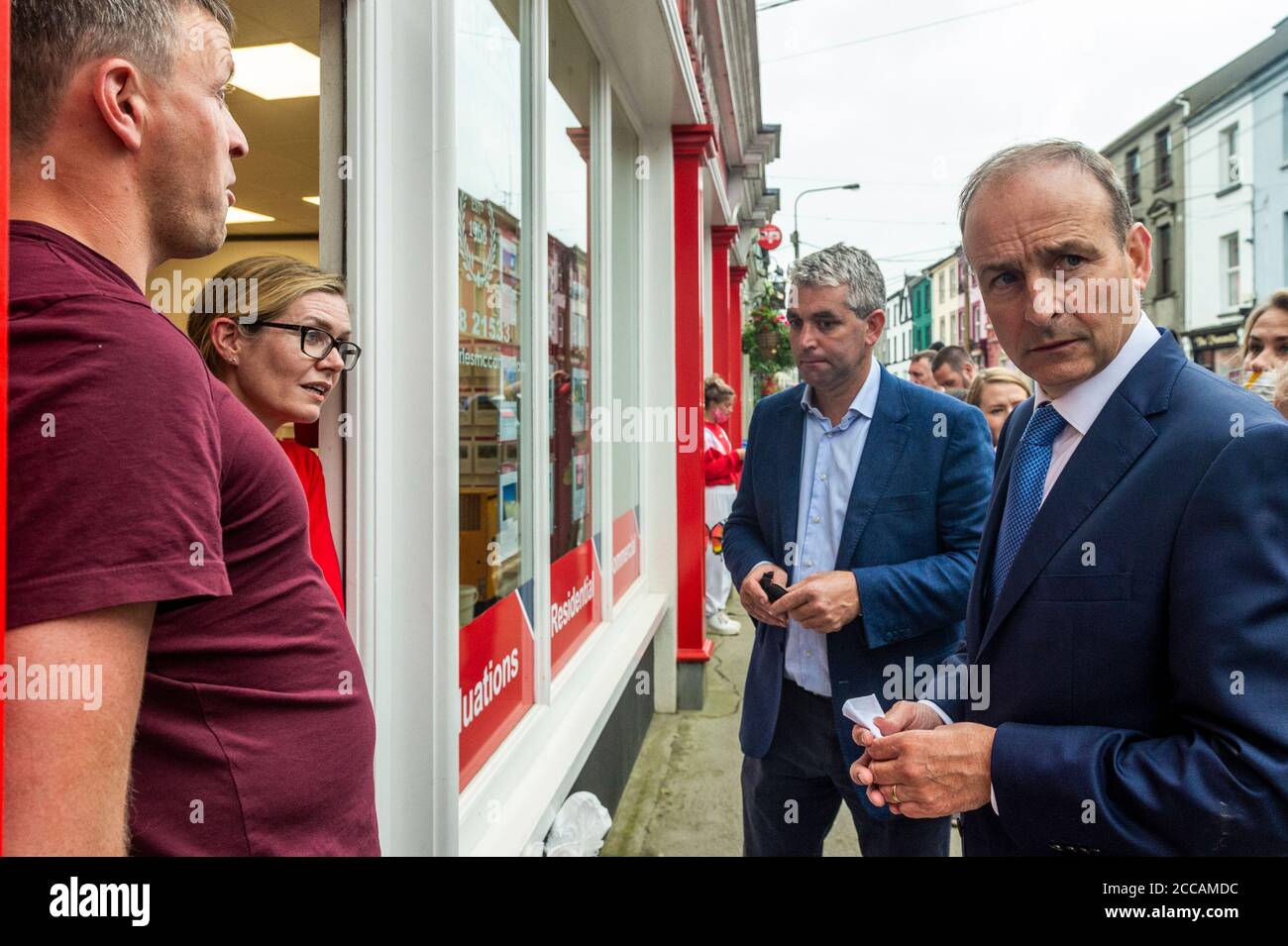 Skibbereen, West Cork, Ireland. 20th Aug, 2020. An Taoiseach Micháel Martin visited the victims of last night's floods in Skibbereen. Credit: AG News/Alamy Live News Stock Photo