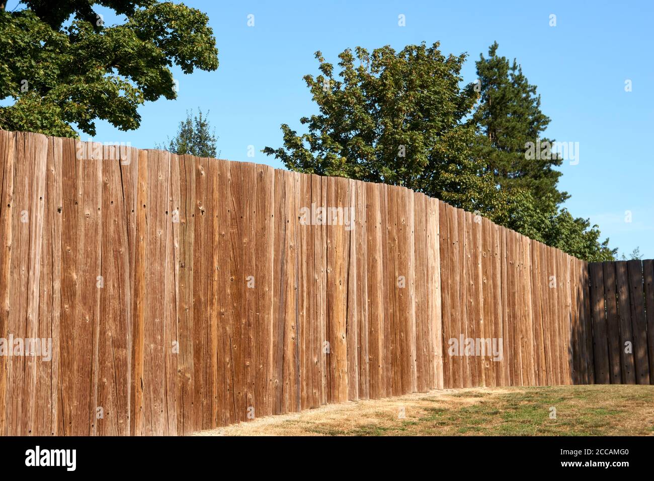 Wooden stockade fence at Fort Langley National Historic site, British Columbia, Canada Stock Photo