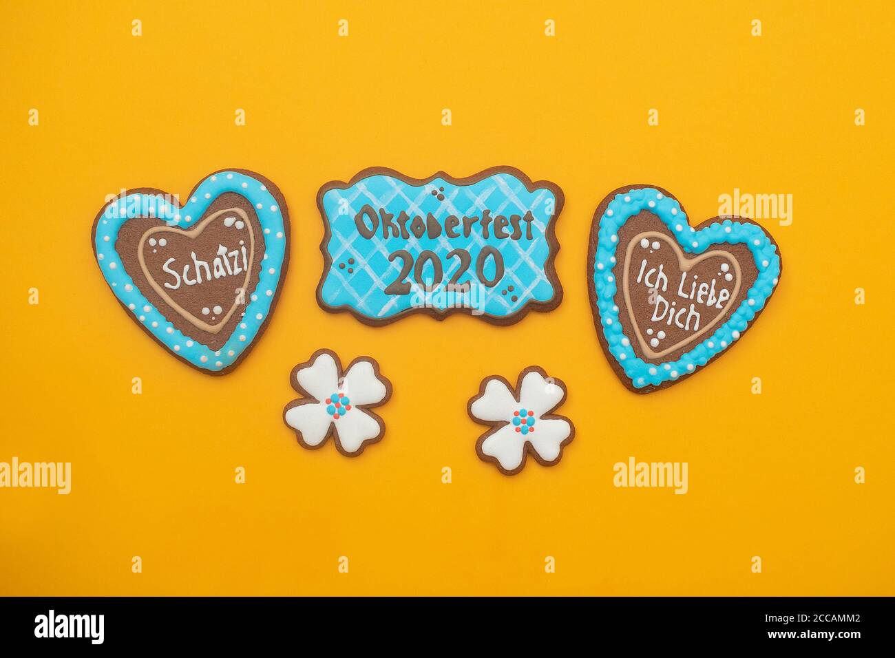 Oktoberfest Festival. Sweet gingerbread with the attributes of a German holiday. Munich, Bavaria, Germany Stock Photo