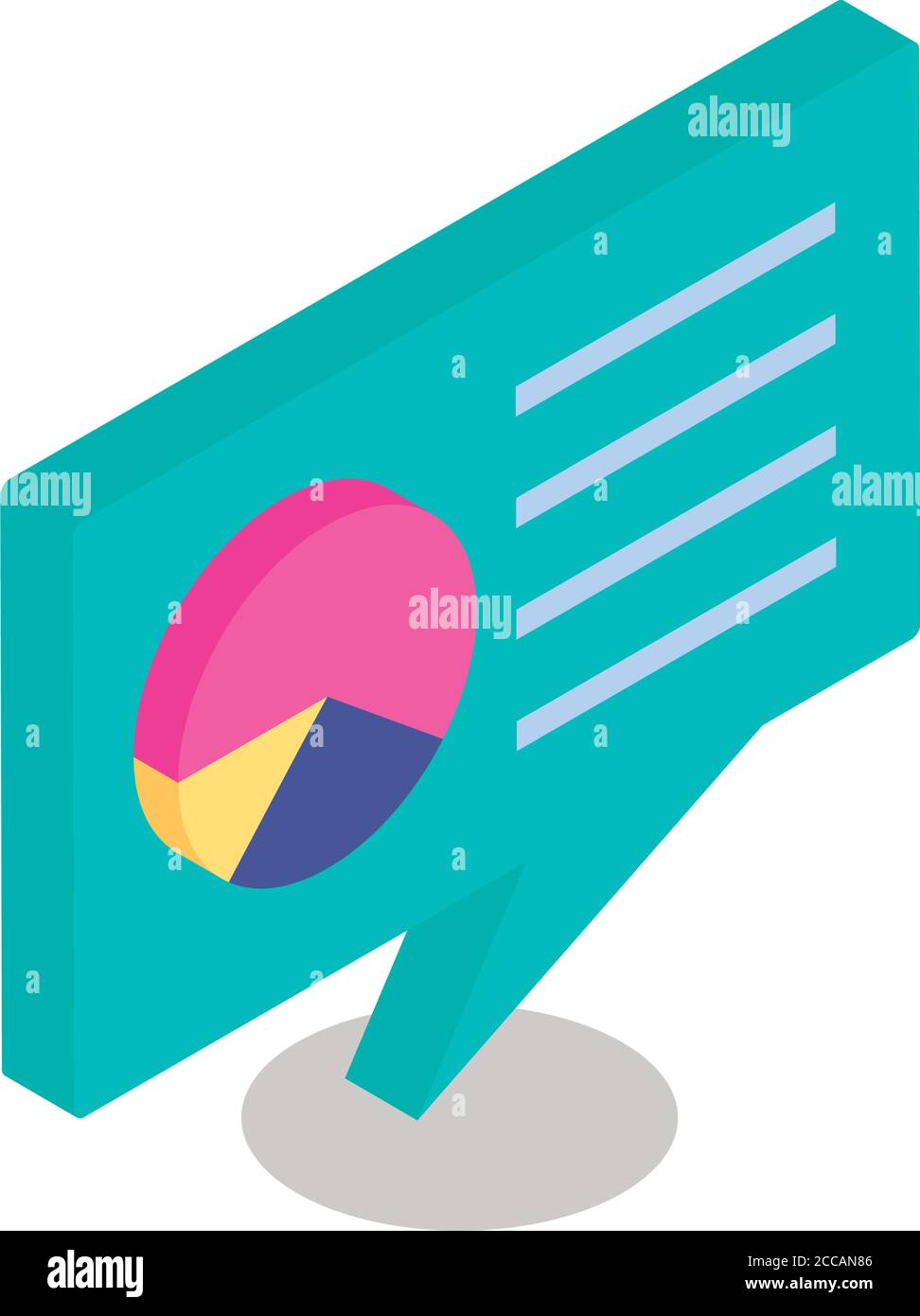 Pie chart in speech bubble isometric line style icon vector design ...