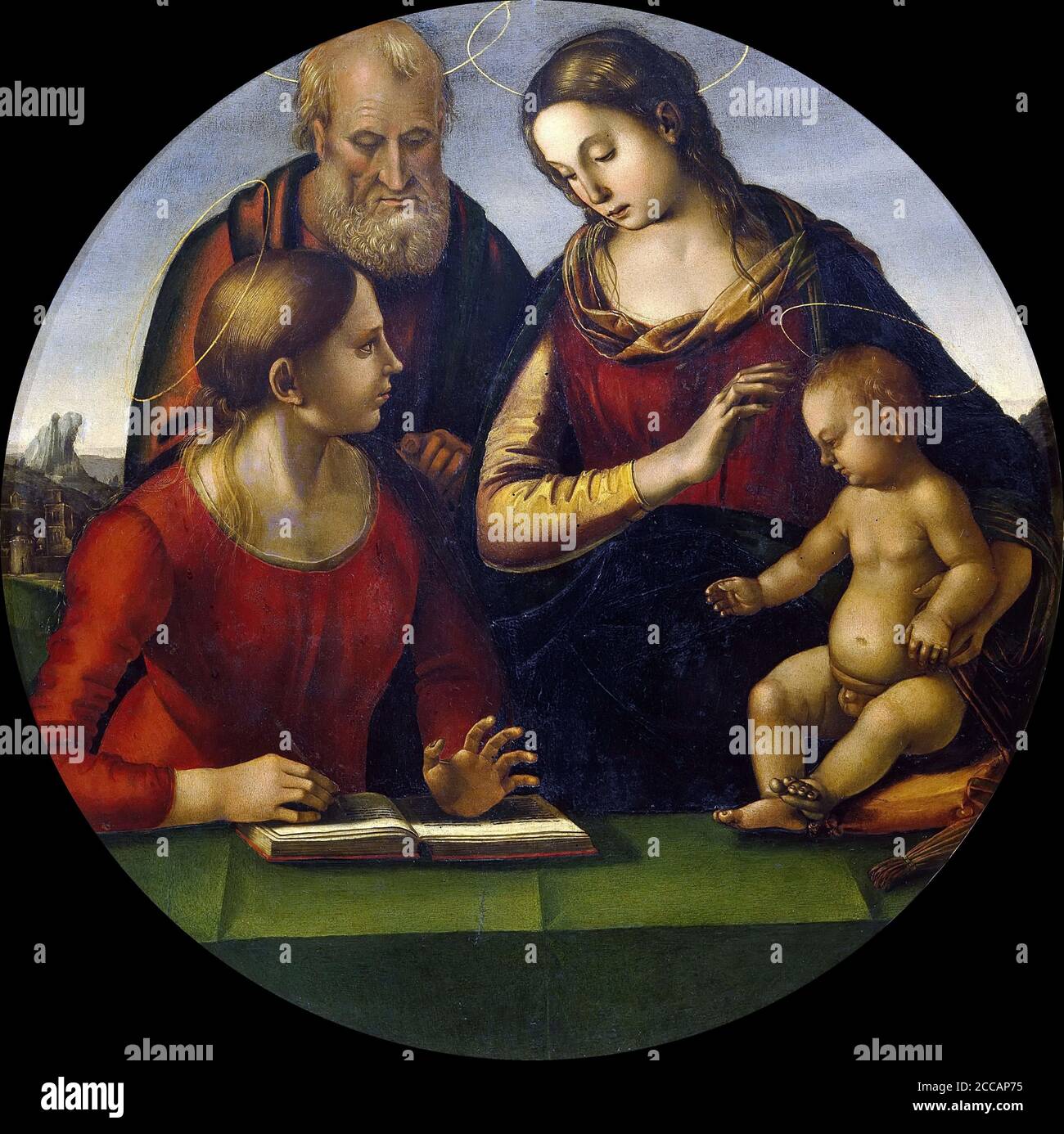 The Holy Family with Saint. Museum: Galleria Palatina, Florence. Author: LUCA SIGNORELLI. Stock Photo