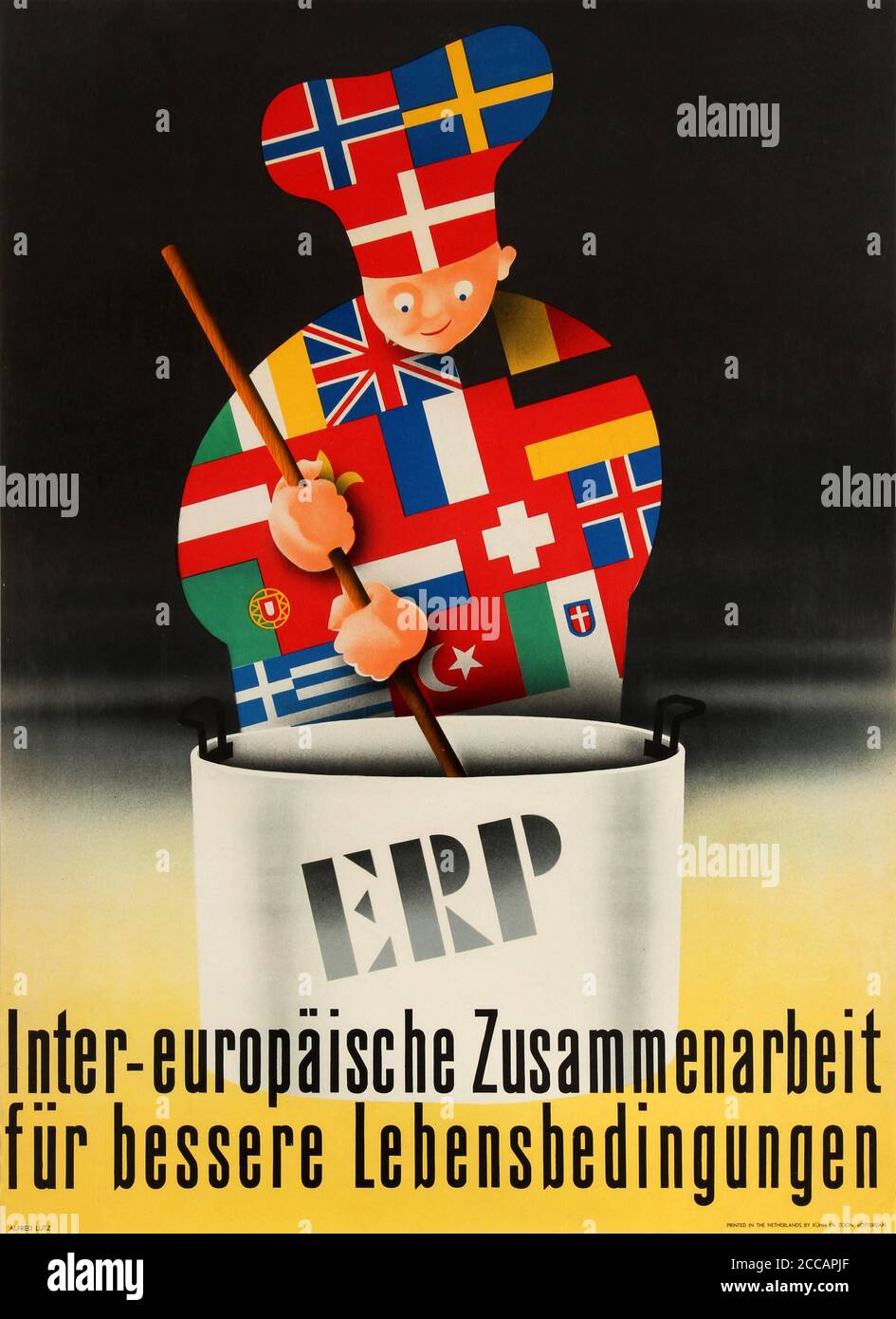 ERP Inter-European Cooperation for Better Living Conditions. Museum: PRIVATE COLLECTION. Author: Alfred Lutz. Stock Photo