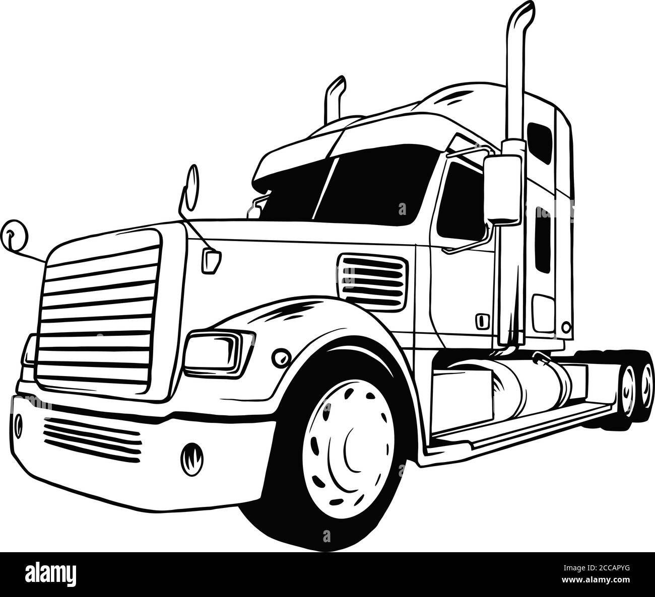 American Truck Trailer black and white illustration isolated on white Stock  Vector Image & Art - Alamy