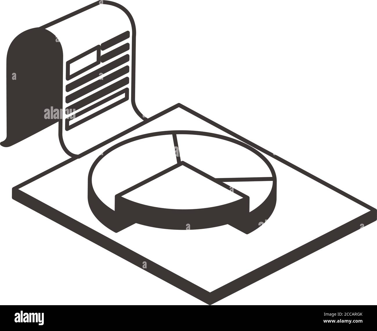 Pie chart in document line style icon vector design Infographic data ...