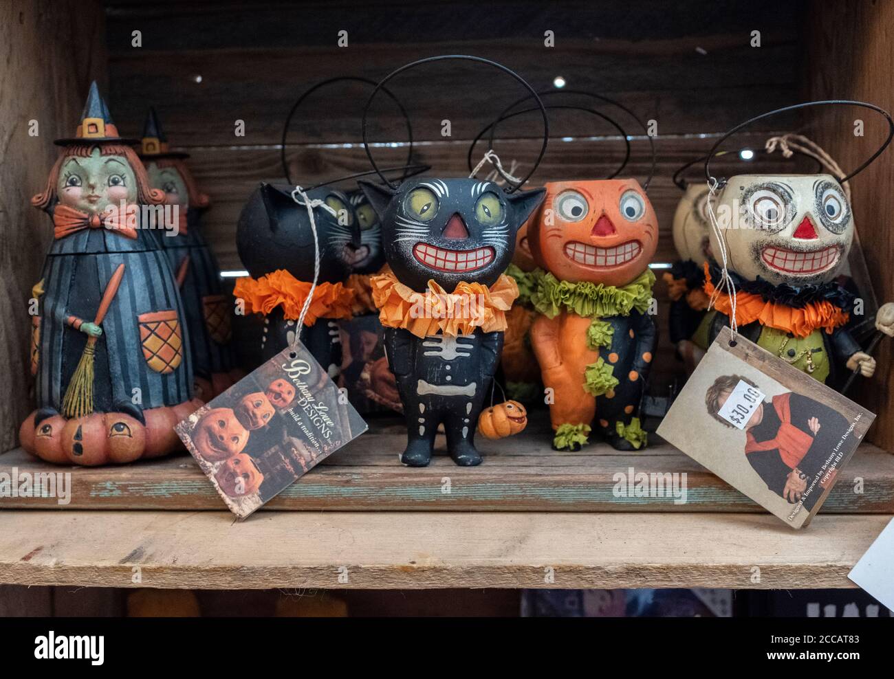 artwork at the 'Stranger Factory' in Nob Hill, Albuquerque, New Mexico    [ Halloween Buckethead Characters by Bethany Lowe ] Stock Photo