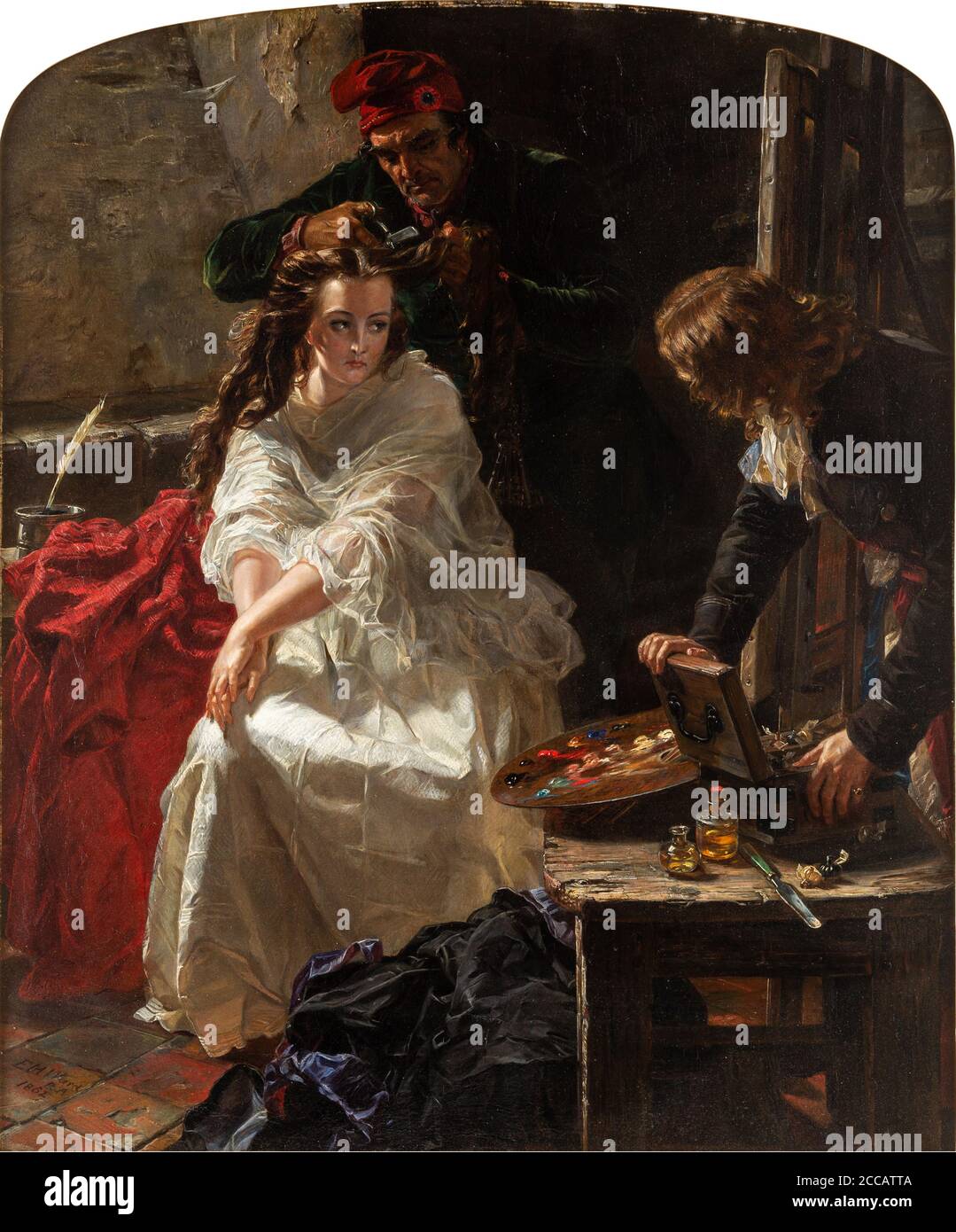 Charlotte Corday in the Prison of the Conciergerie. Museum: PRIVATE COLLECTION. Author: EDWARD MATTHEW WARD. Stock Photo