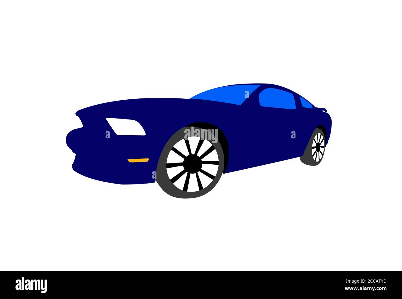 Vector illustration of blue car on white background Stock Photo - Alamy