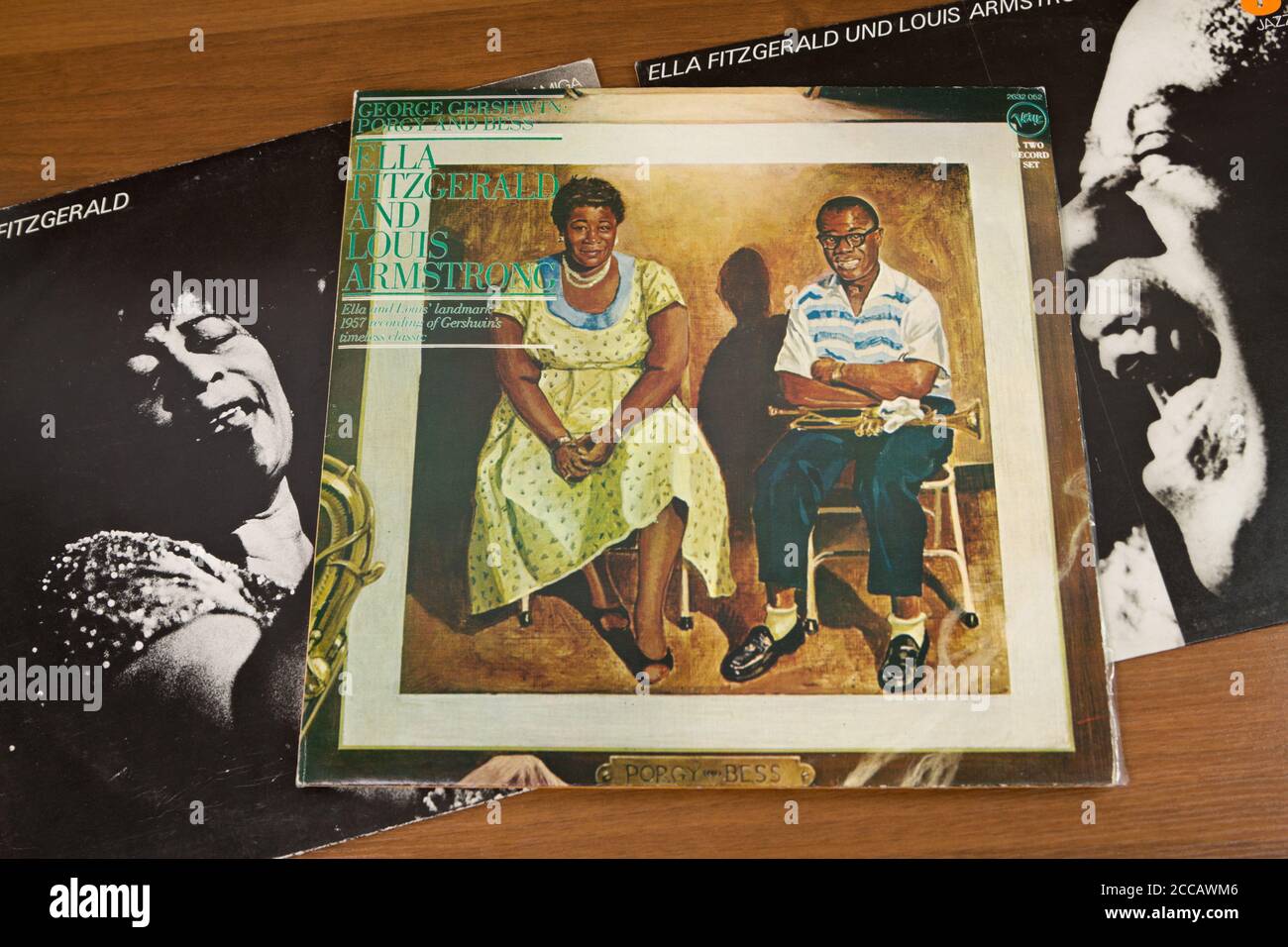 Vinyl records of Ella Fitzgerald and  Louis Armstrong Stock Photo
