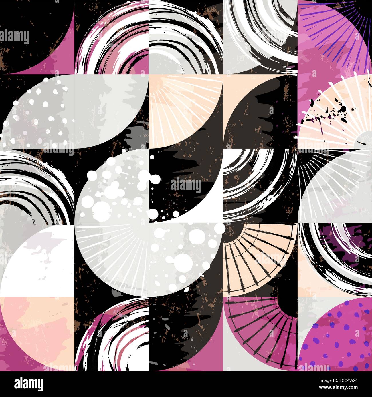 abstract background pattern, with circles, dots, squares, strokes and splashes Stock Vector