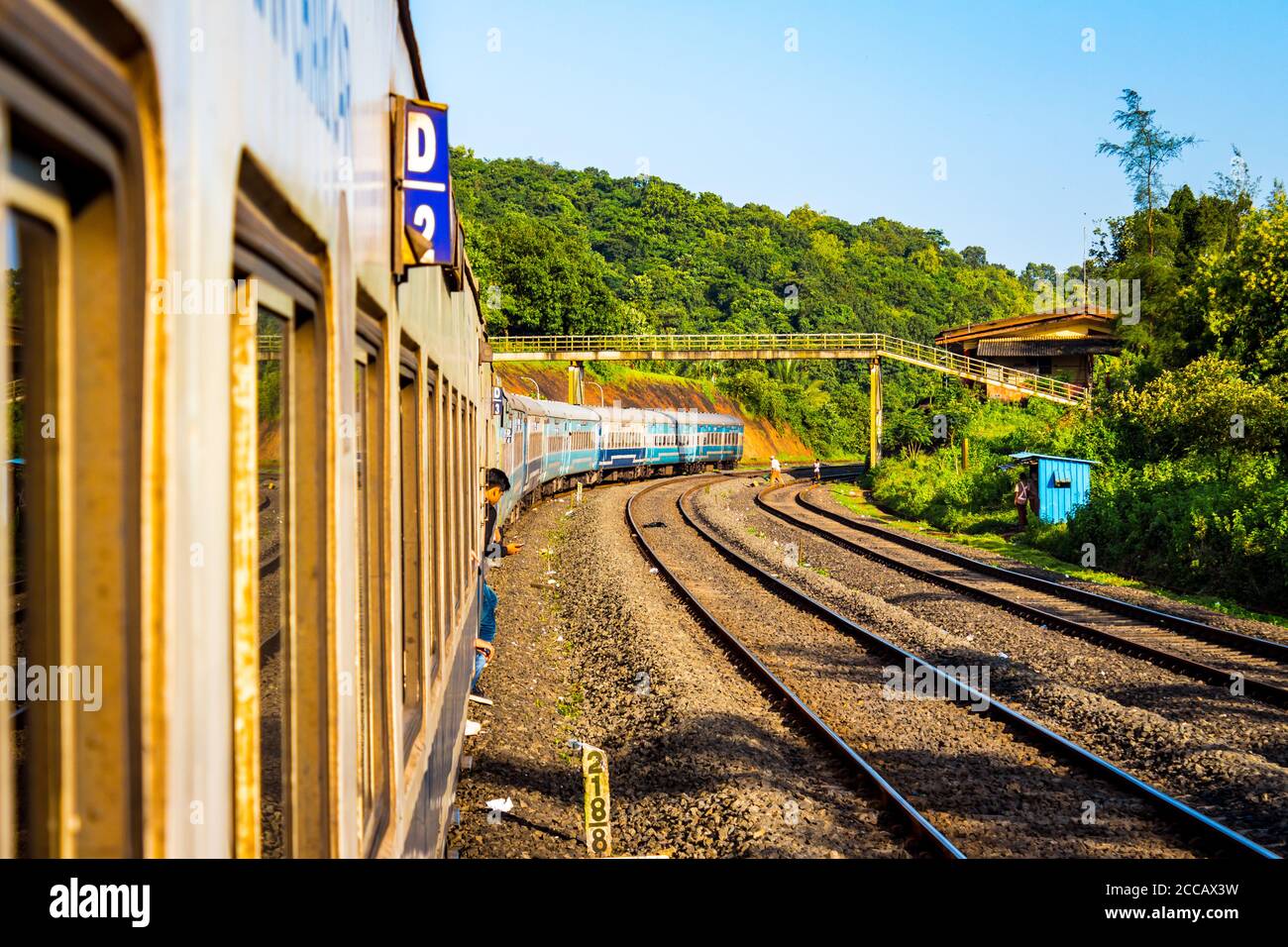 Goa, India. Landscape of Nature in India. View of a train from a train ...